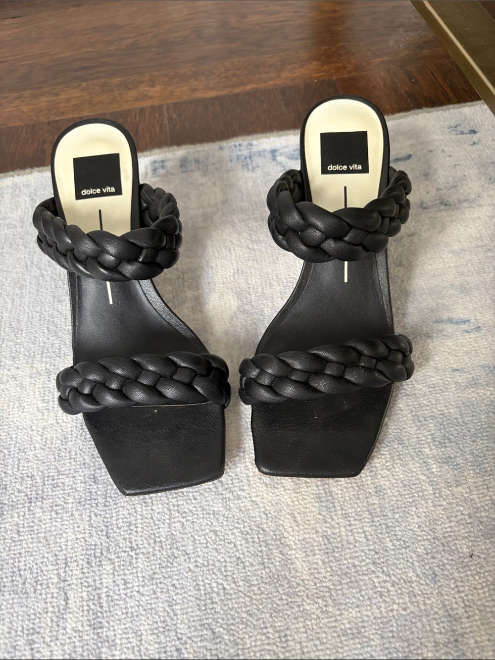 Black dolce vita braided cord heeled sandals